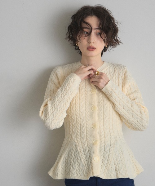 ZOZO限定】ケーブルペプラムニットカーディガン（カーディガン/ボレロ
