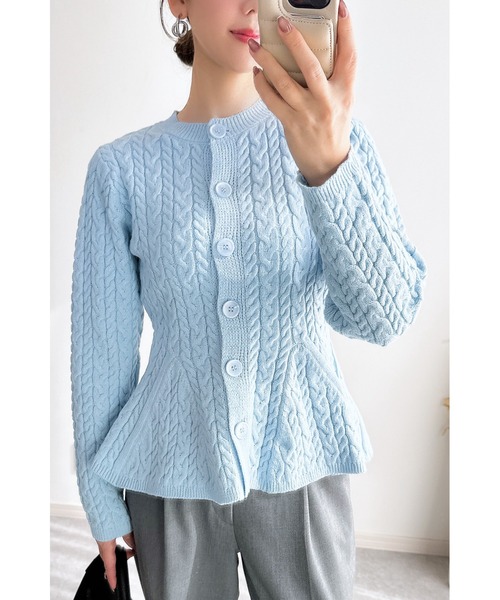 かじけページ ZOZO限定】ケーブルペプラムニットカーディガン（カーディガン/ボレロ