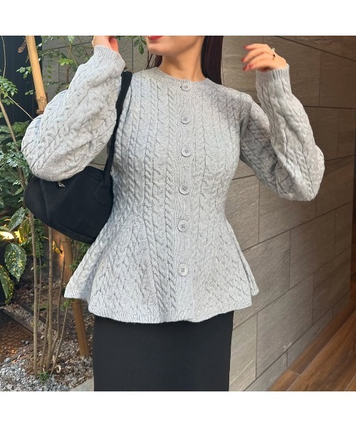 ZOZO限定】ケーブルペプラムニットカーディガン（カーディガン/ボレロ