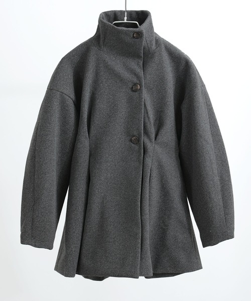 Fashion Letter(ファッションレター)の「スタンドカラー ウエスト絞りAラインコート(ピーコート・レディース・アイボリー/チャコールグレー/ブラック・M)」の6枚目の写真