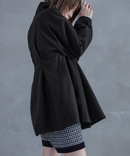 Fashion Letter(ファッションレター)の「スタンドカラー ウエスト絞りAラインコート(ピーコート・レディース・アイボリー/チャコールグレー/ブラック・M)」の12枚目の写真