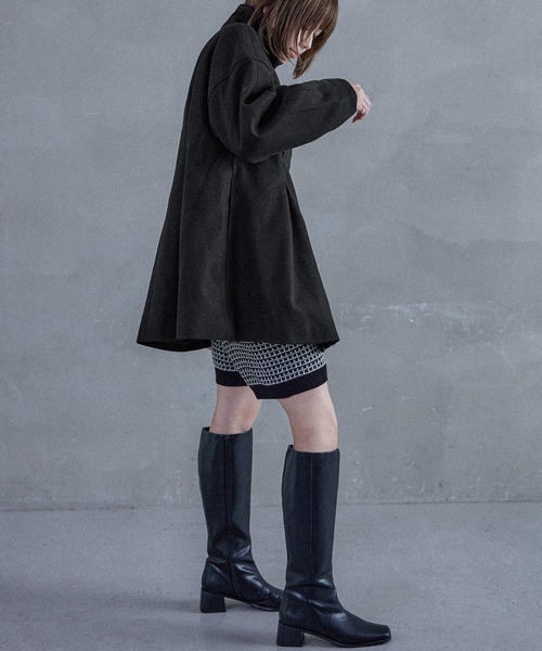 Fashion Letter(ファッションレター)の「スタンドカラー ウエスト絞りAラインコート(ピーコート・レディース・アイボリー/チャコールグレー/ブラック・M)」の13枚目の写真