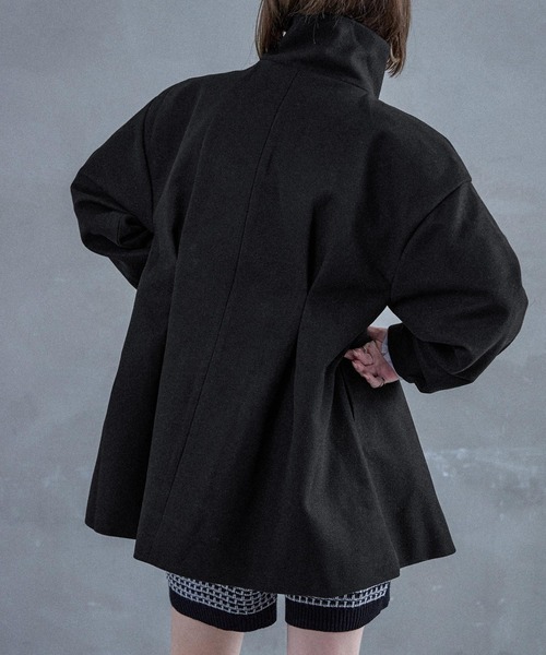 Fashion Letter(ファッションレター)の「スタンドカラー ウエスト絞りAラインコート(ピーコート・レディース・アイボリー/チャコールグレー/ブラック・M)」の14枚目の写真