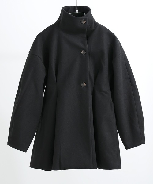 Fashion Letter(ファッションレター)の「スタンドカラー ウエスト絞りAラインコート(ピーコート・レディース・アイボリー/チャコールグレー/ブラック・M)」の17枚目の写真