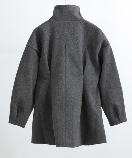Fashion Letter(ファッションレター)の「スタンドカラー ウエスト絞りAラインコート(ピーコート・レディース・アイボリー/チャコールグレー/ブラック・M)」の21枚目の写真