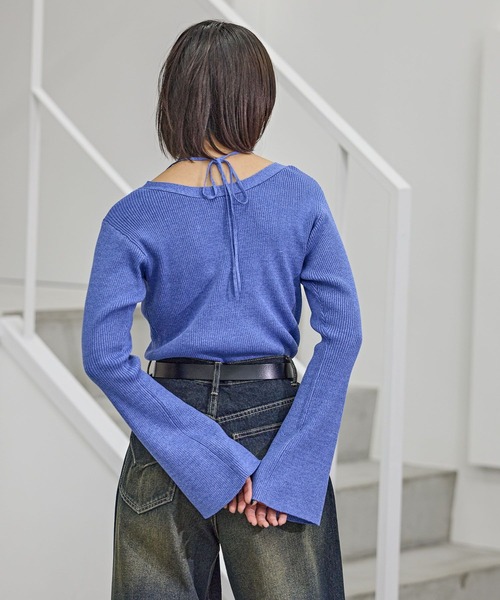 PAGEBOY(ページボーイ)の「【前後着用可能】2WAYレースアップニットプルオーバー(ニット/セーター・レディース・グレー/オフホワイト/ブラック/ブルー・FREE)」の22枚目の写真