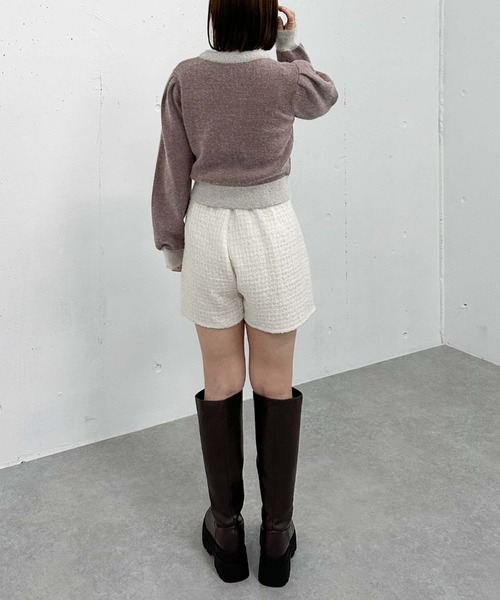 archives（アルシーヴ）の「ラメフリンジツイードショートパンツ（その他パンツ・レディース・オフホワイト/ホワイト×ブラック/ブラック・MEDIUM）」の7枚目の写真