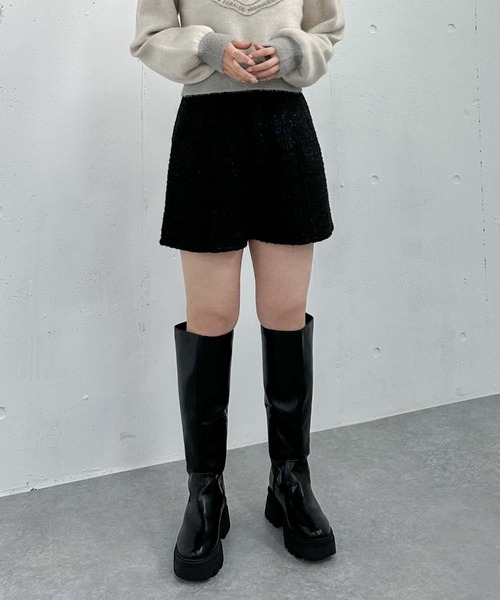 archives（アルシーヴ）の「ラメフリンジツイードショートパンツ（その他パンツ・レディース・オフホワイト/ホワイト×ブラック/ブラック・MEDIUM）」の8枚目の写真