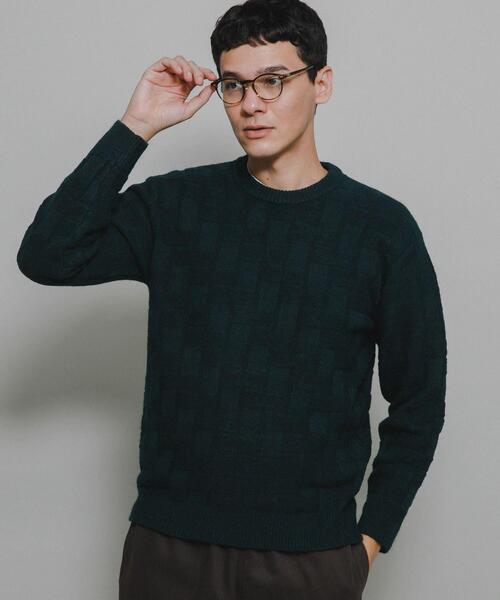 URBAN RESEARCH Sonny Label（アーバンリサーチサニーレーベル）の「ブロック柄クルーネックニットプルオーバー（ニット/セーター・メンズ・グリーン/ライトグレー/ブラウン/チャコールグレー・MEDIUM/LARGE/X-LARGE）」の4枚目の写真
