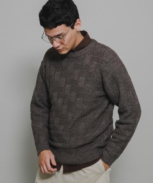 URBAN RESEARCH Sonny Label（アーバンリサーチサニーレーベル）の「ブロック柄クルーネックニットプルオーバー（ニット/セーター・メンズ・グリーン/ライトグレー/ブラウン/チャコールグレー・MEDIUM/LARGE/X-LARGE）」の16枚目の写真