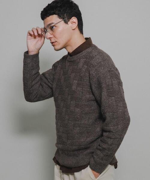 URBAN RESEARCH Sonny Label（アーバンリサーチサニーレーベル）の「ブロック柄クルーネックニットプルオーバー（ニット/セーター・メンズ・グリーン/ライトグレー/ブラウン/チャコールグレー・MEDIUM/LARGE/X-LARGE）」の17枚目の写真