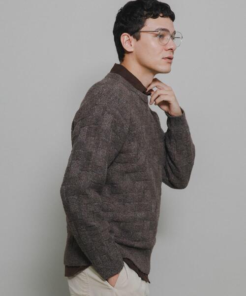 URBAN RESEARCH Sonny Label（アーバンリサーチサニーレーベル）の「ブロック柄クルーネックニットプルオーバー（ニット/セーター・メンズ・グリーン/ライトグレー/ブラウン/チャコールグレー・MEDIUM/LARGE/X-LARGE）」の18枚目の写真