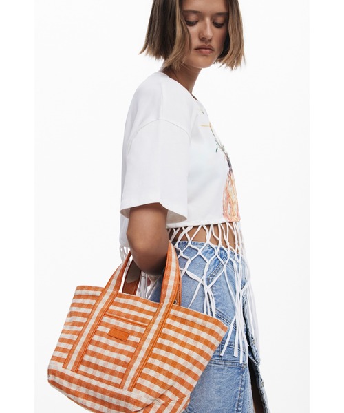 Desigual（デシグアル）の「ギンガムチェック トートバッグ（ハンドバッグ・レディース・オレンジ・FREE）」の7枚目の写真