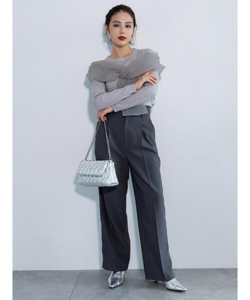 Te chichi（テチチ）の「【Atelier Soirée】パールサイドラインワイドパンツ（その他パンツ・レディース・グレー・F）」の3枚目の写真