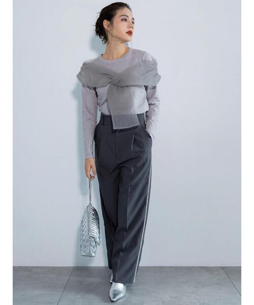 Te chichi（テチチ）の「【Atelier Soirée】パールサイドラインワイドパンツ（その他パンツ・レディース・グレー・F）」の5枚目の写真