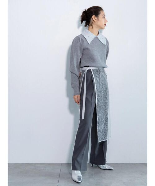 Te chichi（テチチ）の「【Atelier Soirée】パールサイドラインワイドパンツ（その他パンツ・レディース・グレー・F）」の8枚目の写真