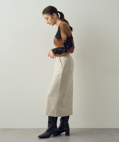 YECCA VECCA（イェッカヴェッカ）の「ハイウエストフェイクスエードスカート（スカート・レディース・グリーン/ライトベージュ/ラベンダー/チャコールグレー・M/S）」の12枚目の写真