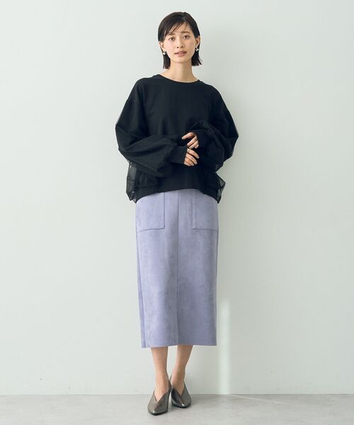 YECCA VECCA（イェッカヴェッカ）の「ハイウエストフェイクスエードスカート（スカート・レディース・グリーン/ライトベージュ/ラベンダー/チャコールグレー・M/S）」の17枚目の写真