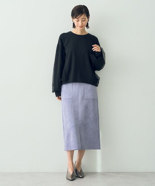 YECCA VECCA（イェッカヴェッカ）の「ハイウエストフェイクスエードスカート（スカート・レディース・グリーン/ライトベージュ/ラベンダー/チャコールグレー・M/S）」の18枚目の写真