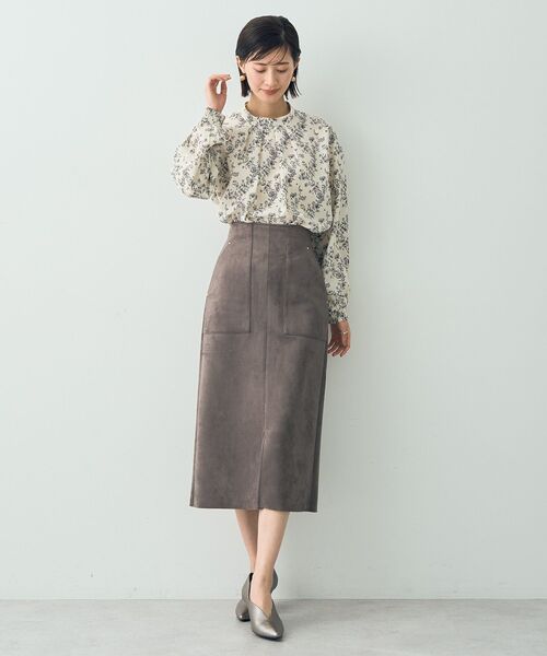 YECCA VECCA（イェッカヴェッカ）の「ハイウエストフェイクスエードスカート（スカート・レディース・グリーン/ライトベージュ/ラベンダー/チャコールグレー・M/S）」の21枚目の写真