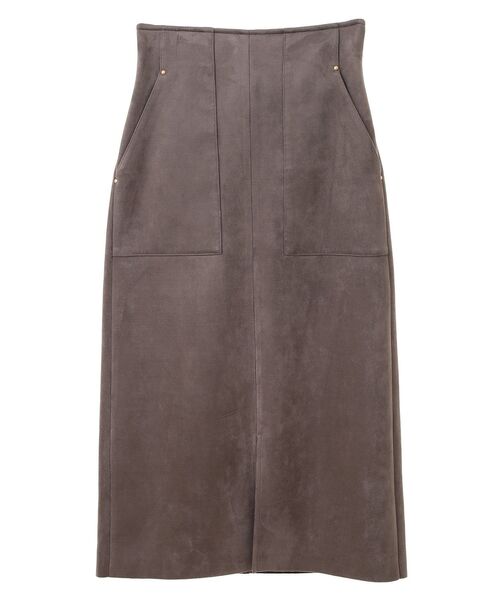 YECCA VECCA（イェッカヴェッカ）の「ハイウエストフェイクスエードスカート（スカート・レディース・グリーン/ライトベージュ/ラベンダー/チャコールグレー・M/S）」の8枚目の写真