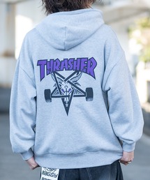 THRASHER | 【at】〔THRASHER/スラッシャー〕アソートパターンロゴ プリント＆刺繍 プルオーバーパーカー(パーカー)