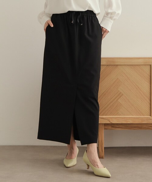 OPAQUE.CLIP（オペークドットクリップ）の「ストレッチイージーナロースカート【洗濯機洗い可】（スカート・レディース・ブラック/グレー/ベージュ・36/38/40/42）」の2枚目の写真