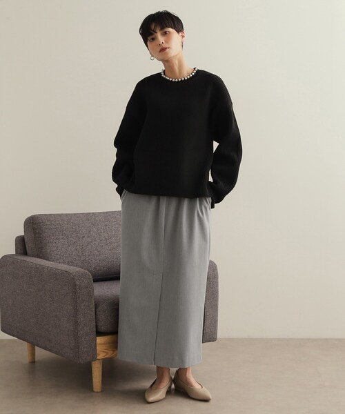 OPAQUE.CLIP（オペークドットクリップ）の「ストレッチイージーナロースカート【洗濯機洗い可】（スカート・レディース・ブラック/グレー/ベージュ・36/38/40/42）」の14枚目の写真
