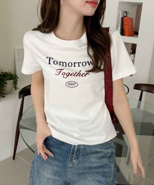 tシャツ 「追加」ロゴフレンチ Tシャツ1 レディース セール】【Eclat one】フレンチロゴ 半袖 Tシャツ（Tシャツ