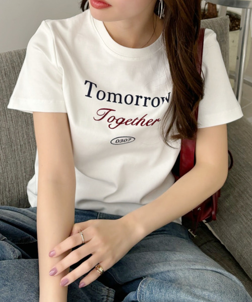 Eclat one(エクラワン)の「【Eclat one】フレンチロゴ 半袖 Tシャツ(Tシャツ/カットソー・レディース・レッド/ホワイト/ネイビー/グレー・FREE)」の18枚目の写真