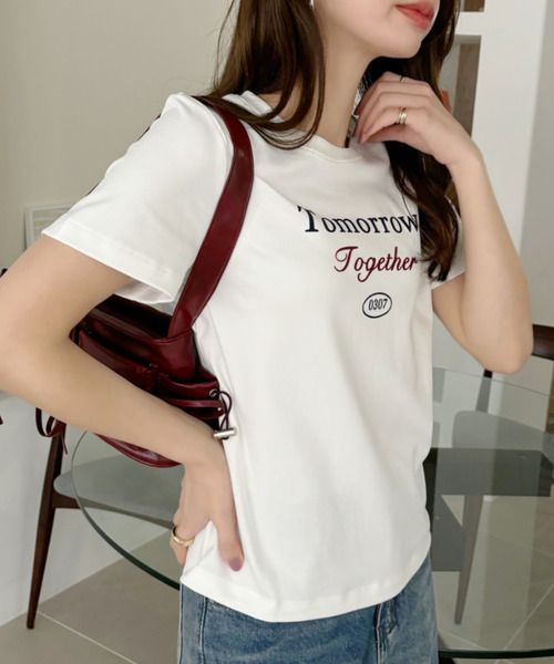 Eclat one(エクラワン)の「【Eclat one】フレンチロゴ 半袖 Tシャツ(Tシャツ/カットソー・レディース・レッド/ホワイト/ネイビー/グレー・FREE)」の19枚目の写真