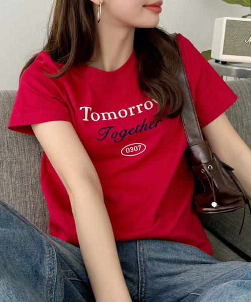 Eclat one(エクラワン)の「【Eclat one】フレンチロゴ 半袖 Tシャツ(Tシャツ/カットソー・レディース・レッド/ホワイト/ネイビー/グレー・FREE)」の12枚目の写真