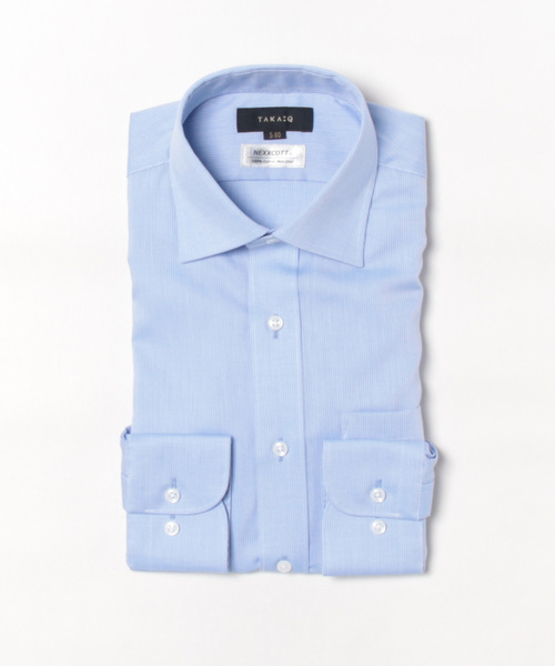 TAKA-Q（タカキュー）の「【綿100% ノーアイロン】タカキュー ワイドカラー ビジネスドレス 長袖シャツ（ビジネスシャツ・メンズ・ブルー・首回り37cm-裄丈80cm/首回り39cm-裄丈80cm/首回り41cm-裄丈82cm/首回り43cm-裄丈82cm/首回り43cm-裄丈86cm/首回り45cm-裄丈86cm/首回り41cm-裄丈86cm/首回り39cm-裄丈84cm）」の4枚目の写真