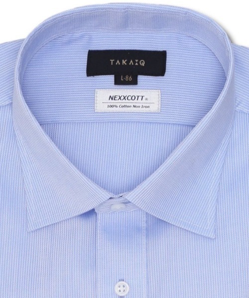 TAKA-Q（タカキュー）の「【綿100% ノーアイロン】タカキュー ワイドカラー ビジネスドレス 長袖シャツ（ビジネスシャツ・メンズ・ブルー・首回り37cm-裄丈80cm/首回り39cm-裄丈80cm/首回り41cm-裄丈82cm/首回り43cm-裄丈82cm/首回り43cm-裄丈86cm/首回り45cm-裄丈86cm/首回り41cm-裄丈86cm/首回り39cm-裄丈84cm）」の8枚目の写真