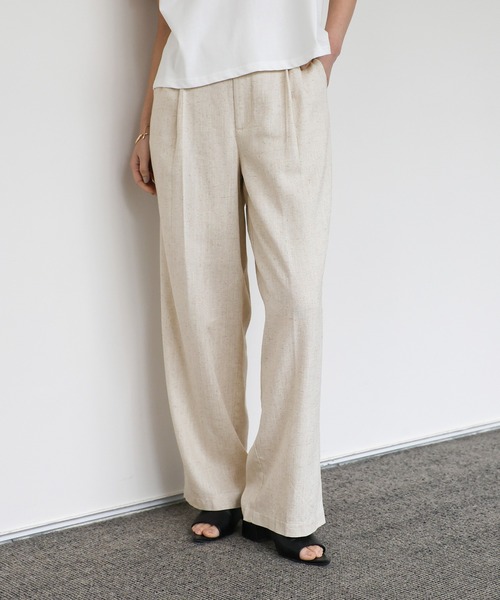 Et】Linen Mix Tuck Wide Pants（スラックス）｜select MOCA Et