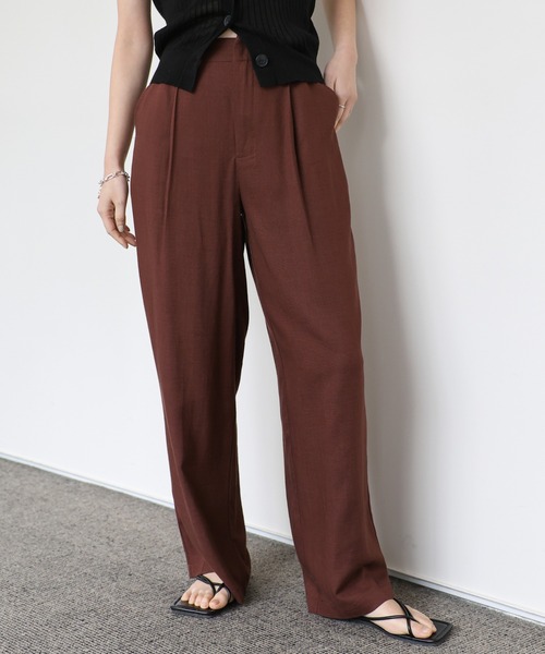 Et】Linen Mix Tuck Wide Pants（スラックス）｜select MOCA Et