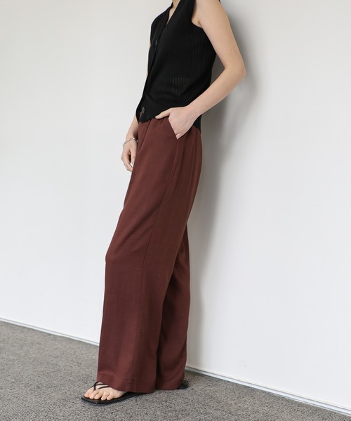 select MOCA Et(セレクトモカエト)の「【Et】Linen Mix Tuck Wide Pants【セットアップ可】(スラックス・レディース・ブラウン/ベージュ/チャコール・LARGE/MEDIUM)」の9枚目の写真