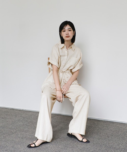 select MOCA Et(セレクトモカエト)の「【Et】Linen Mix Tuck Wide Pants【セットアップ可】(スラックス・レディース・ブラウン/ベージュ/チャコール・LARGE/MEDIUM)」の22枚目の写真