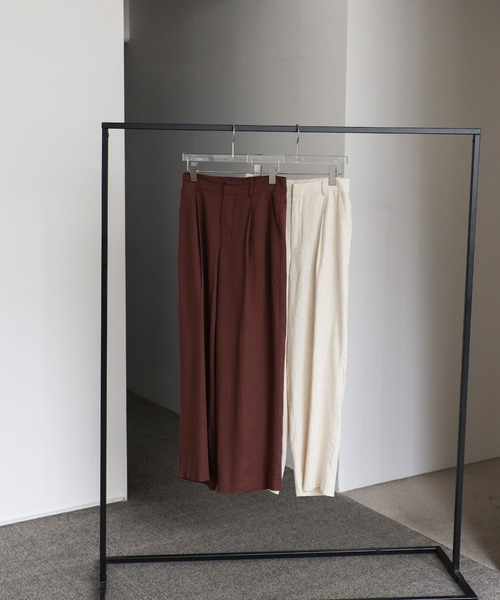 select MOCA Et(セレクトモカエト)の「【Et】Linen Mix Tuck Wide Pants【セットアップ可】(スラックス・レディース・ブラウン/ベージュ/チャコール・LARGE/MEDIUM)」の16枚目の写真