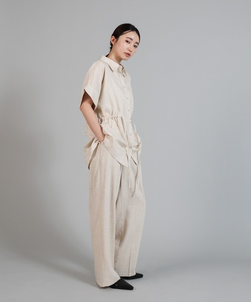 select MOCA Et(セレクトモカエト)の「【Et】Linen Mix Tuck Wide Pants【セットアップ可】(スラックス・レディース・ブラウン/ベージュ/チャコール・LARGE/MEDIUM)」の19枚目の写真