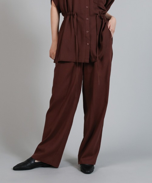 select MOCA Et(セレクトモカエト)の「【Et】Linen Mix Tuck Wide Pants【セットアップ可】(スラックス・レディース・ブラウン/ベージュ/チャコール・LARGE/MEDIUM)」の20枚目の写真