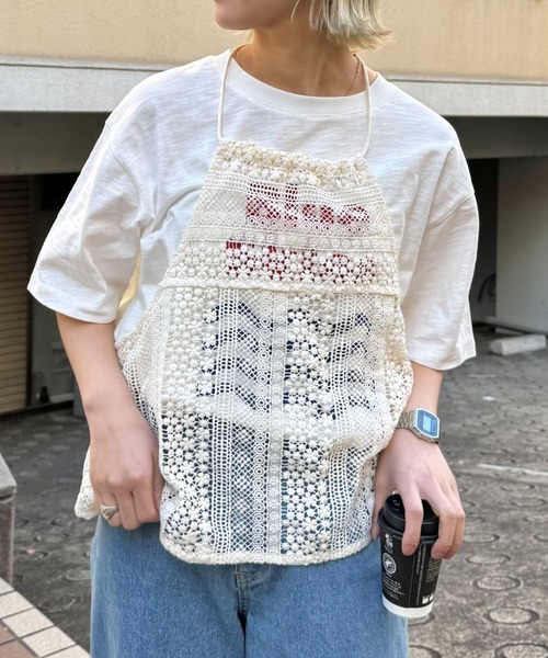 CIAOPANIC TYPY（チャオパニックティピー）の「【From India】パッチワークレースエプロンキャミベスト（シャツ/ブラウス・レディース・オフホワイト/ベージュ・ONE SIZE）」の3枚目の写真