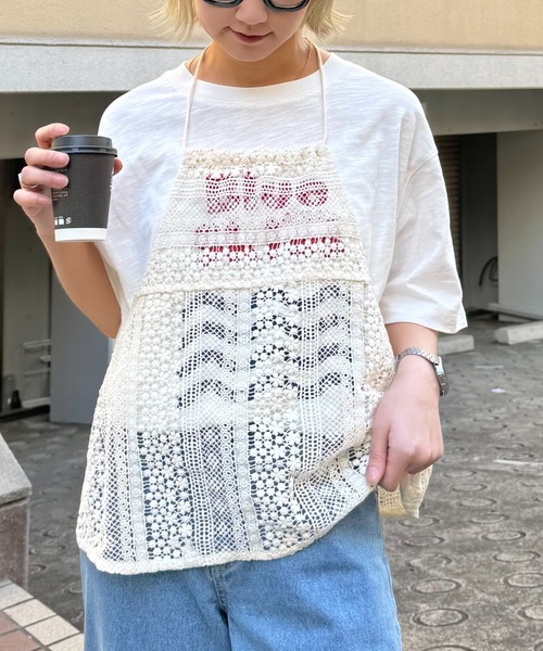 CIAOPANIC TYPY（チャオパニックティピー）の「【From India】パッチワークレースエプロンキャミベスト（シャツ/ブラウス・レディース・オフホワイト/ベージュ・ONE SIZE）」の4枚目の写真