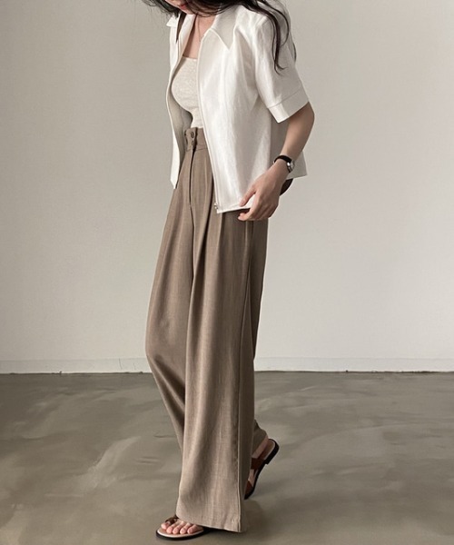 襟付きジップアップ半袖シャツ（シャツ/ブラウス）｜Gs（ジーエス）