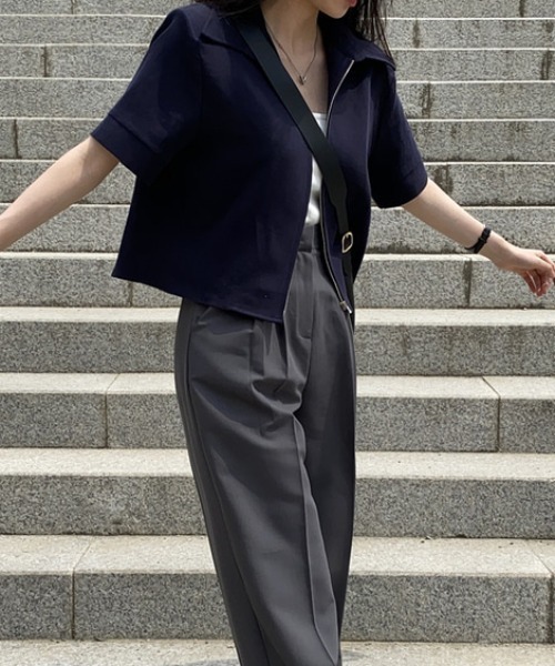 襟付きジップアップ半袖シャツ（シャツ/ブラウス）｜Gs（ジーエス）