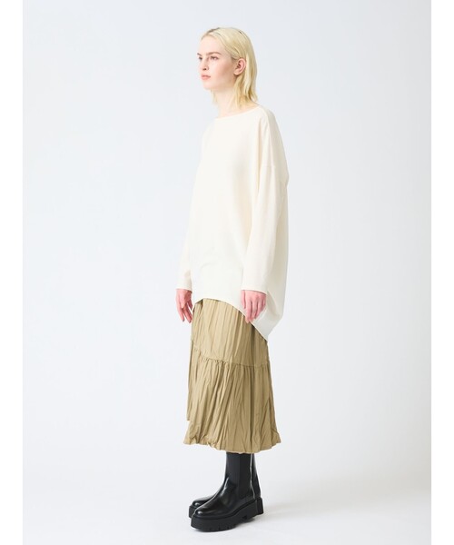 24SS✨mizuiro ind ジョーゼットボートネックコクーンプルオーバー mizuiro ind（ミズイロインド） ジョーゼット ボートネック