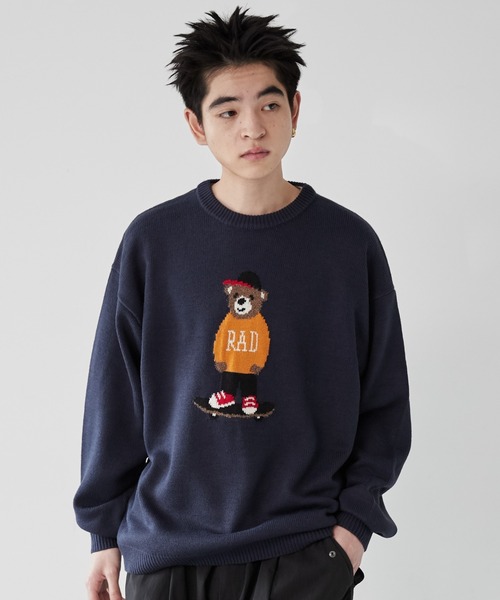 WEGO(ウィゴー)の「WEGO/アニマルジャガードニットプルオーバー(ニット/セーター・メンズ・アイボリー/ダークグリーン/ネイビー・MEDIUM/LARGE)」の3枚目の写真