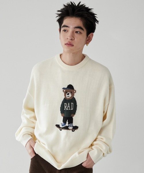 WEGO(ウィゴー)の「WEGO/アニマルジャガードニットプルオーバー(ニット/セーター・メンズ・アイボリー/ダークグリーン/ネイビー・MEDIUM/LARGE)」の2枚目の写真