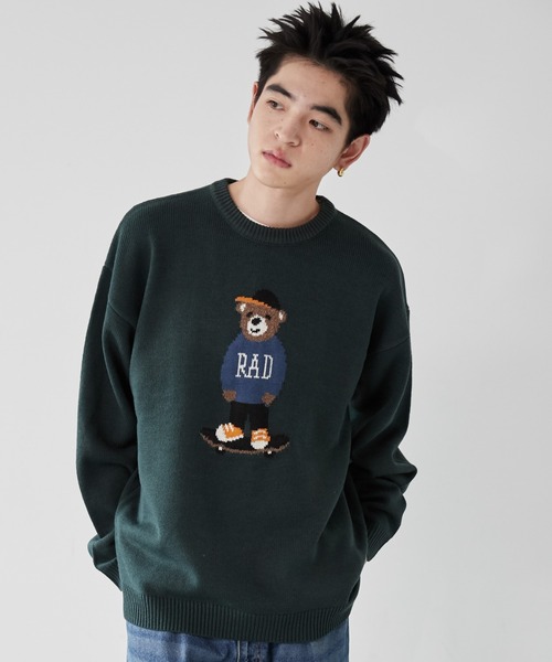 WEGO(ウィゴー)の「WEGO/アニマルジャガードニットプルオーバー(ニット/セーター・メンズ・アイボリー/ダークグリーン/ネイビー・MEDIUM/LARGE)」の1枚目の写真