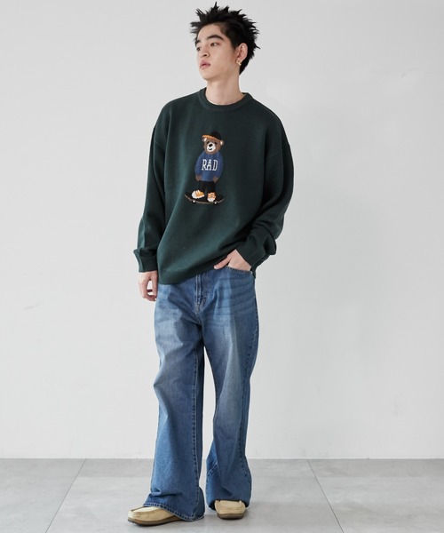 WEGO(ウィゴー)の「WEGO/アニマルジャガードニットプルオーバー(ニット/セーター・メンズ・アイボリー/ダークグリーン/ネイビー・MEDIUM/LARGE)」の5枚目の写真